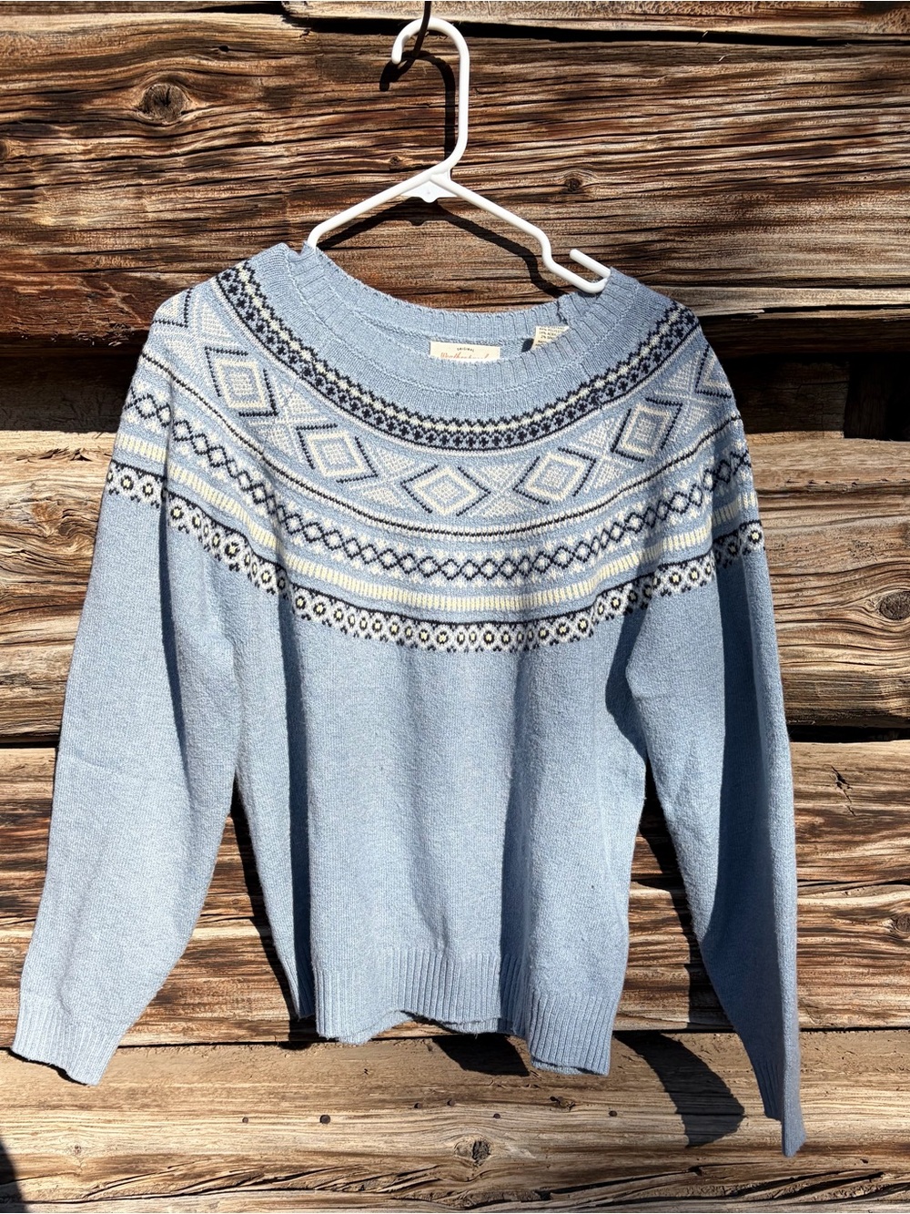 Light Blue Fair Isle Crewneck Sweater - women’s